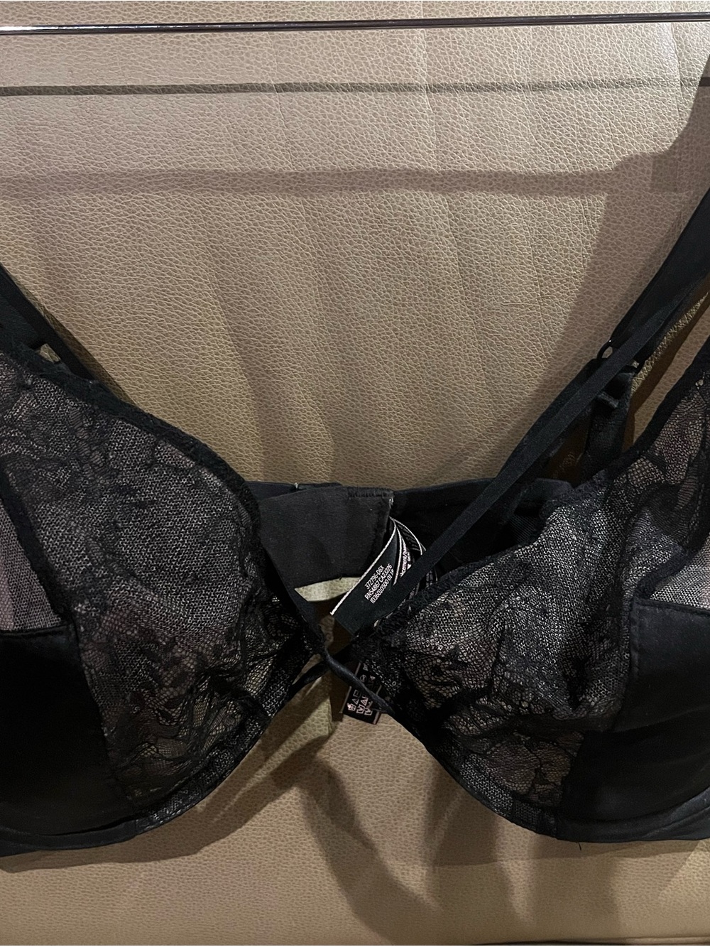 Victoria's Secret Black Lace Underwire Bra with Sheer Panels